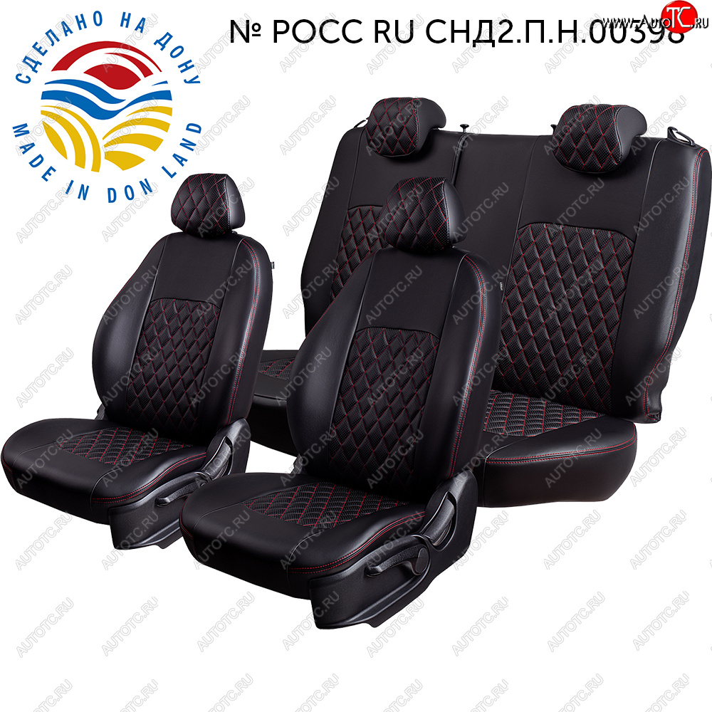 9 449 р. Чехлы сидений (РЗС6040+подлок., 3Г) Турин Ромб LordAutofashion  Haval Jolion (2020-2024) дорестайлинг (черный/красная строчка)  с доставкой в г. Керчь
