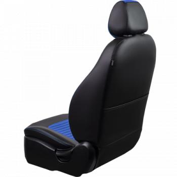 5 349 р. Комплект чехлов для сидений (РЗС 40/60. 2П Илана+Орегон) ТУРИН-3 Lord Autofashion  Hyundai Accent ( X3,  MC) (1997-2011) седан рестайлинг, седан, хэтчбек (черный, вставка синяя, строчка синяя)  с доставкой в г. Керчь. Увеличить фотографию 4