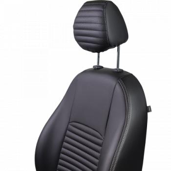 5 349 р. Комплект чехлов для сидений (РЗС 40/60. 2П Илана+Орегон) ТУРИН-3 Lord Autofashion  Hyundai Accent ( X3,  MC) (1997-2011) седан рестайлинг, седан, хэтчбек (черный, вставка черная, строчка бежевая)  с доставкой в г. Керчь. Увеличить фотографию 4
