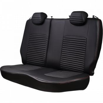 5 349 р. Комплект чехлов для сидений (РЗС 40/60. 2П Илана+Орегон) ТУРИН-3 Lord Autofashion  Hyundai Accent ( X3,  MC) (1997-2011) седан рестайлинг, седан, хэтчбек (черный, вставка черная, строчка красная)  с доставкой в г. Керчь. Увеличить фотографию 3