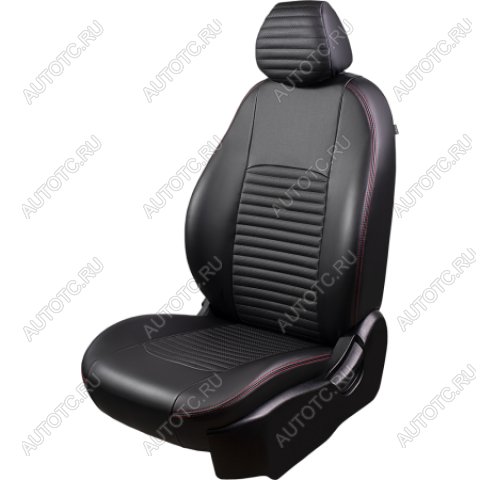 5 349 р. Комплект чехлов для сидений (РЗС 40/60. 2П Илана+Орегон) ТУРИН-3 Lord Autofashion  Hyundai Accent ( X3,  MC) (1997-2011) седан рестайлинг, седан, хэтчбек (черный, вставка черная, строчка красная)  с доставкой в г. Керчь