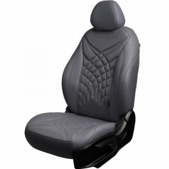 Комплект чехлов для сидений (РЗС 60/40 2Г Орегон) БАЙРОН ст ЖУК Lord Autofashion Hyundai Creta  GS (2015-2021) дорестайлинг, рестайлинг (серый, вставка серая+темно-серая, строчка темно-серая)