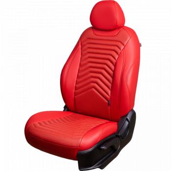 Комплект чехлов для сидений (РЗС 60/40 2Г Орегон) БАЙРОН ст ПРЕЗИДЕНТ Lord Autofashion Hyundai Creta  GS (2015-2021) дорестайлинг, рестайлинг (красный, вставка красная, строчка красная)