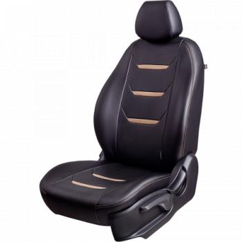 Комплект чехлов для сидений (РЗС 60/40+подлок. 2Г Орегон) ТУРИН-2 Lord Autofashion Hyundai Creta  SU (2020-2022) (черный, вставка черная+бежевая, строчка бежевая)