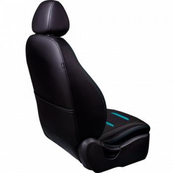 6 999 р. Комплект чехлов для сидений (РЗС 60/40+подлок. 2Г Орегон) ТУРИН-2 Lord Autofashion  Hyundai Creta  SU (2020-2022) (черный, вставка черная+бирюза, строчка бирюза)  с доставкой в г. Керчь. Увеличить фотографию 2