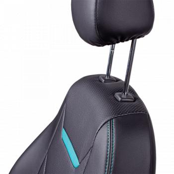 6 999 р. Комплект чехлов для сидений (РЗС 60/40+подлок. 2Г Орегон) ТУРИН-2 Lord Autofashion  Hyundai Creta  SU (2020-2022) (черный, вставка черная+бирюза, строчка бирюза)  с доставкой в г. Керчь. Увеличить фотографию 6