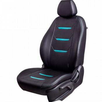 Комплект чехлов для сидений (РЗС 60/40+подлок. 2Г Орегон) ТУРИН-2 Lord Autofashion Hyundai Creta  SU (2020-2022) (черный, вставка черная+бирюза, строчка бирюза)