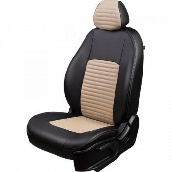 Комплект чехлов для сидений (РЗС 60/40 2Г Илана+Орегон) ТУРИН-3 ст ЛАЙН Lord Autofashion Hyundai Solaris  RBr (2010-2017) седан дорестайлинг, седан рестайлинг (черный, вставка бежевая, строчка бежевая)