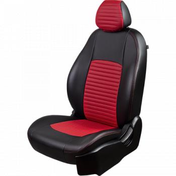Комплект чехлов для сидений (РЗС 60/40 2Г Илана+Орегон) ТУРИН-3 ст ЛАЙН Lord Autofashion Hyundai Solaris  RBr (2010-2017) седан дорестайлинг, седан рестайлинг (черный, вставка красная, строчка красная)