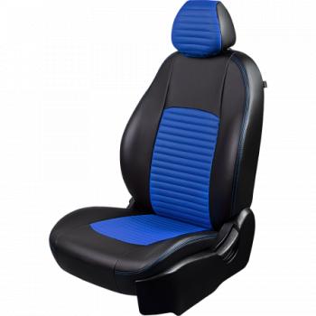 Комплект чехлов для сидений (РЗС 60/40 2Г Илана+Орегон) ТУРИН-3 ст ЛАЙН Lord Autofashion Hyundai Solaris  RBr (2010-2017) седан дорестайлинг, седан рестайлинг (черный, вставка синяя, строчка синяя)