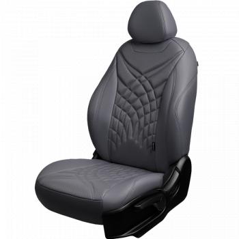 Комплект чехлов для сидений (РЗС 60/40 2Г Орегон) БАЙРОН ст ЖУК Lord Autofashion Hyundai Solaris  RBr (2010-2017) хэтчбэк дорестайлинг, хэтчбэк рестайлинг (серый, вставка серая+темно-серая, строчка темно-серая)