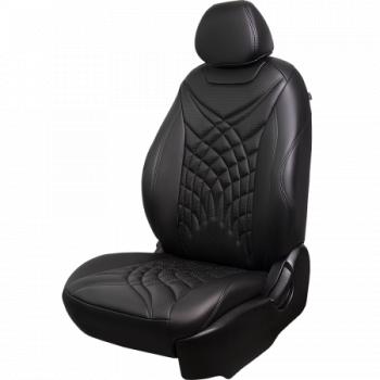 Комплект чехлов для сидений (РЗС 60/40 2Г Орегон) БАЙРОН ст ЖУК Lord Autofashion Hyundai Solaris  RBr (2010-2017) хэтчбэк дорестайлинг, хэтчбэк рестайлинг (черный, вставка черная, строчка черная)