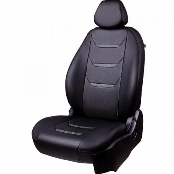 Комплект чехлов для сидений (РЗС 40/60 3Г Орегон) ТУРИН-2 Lord Autofashion Hyundai Solaris  HCR (2017-2022) седан дорестайлинг, седан рестайлинг (черный, вставка черная+серая, строчка серая)