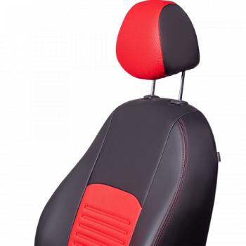 9 449 р. Комплект чехлов для сидений (РЗС 40/60 2Г Илана+Орегон) ТУРИН Lord Autofashion KIA Cerato 2 TD седан (2008-2013) (черный, вставка красная, строчка красная)  с доставкой в г. Керчь. Увеличить фотографию 6