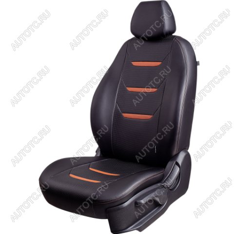6 999 р. Комплект чехлов для сидений (РЗС 40/60 2Г Орегон) ТУРИН-2 Lord Autofashion KIA Cerato 2 TD седан (2008-2013) (черный, вставка черная/коричневая строчка коричневая)  с доставкой в г. Керчь