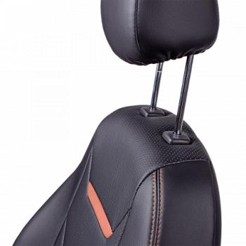 6 999 р. Комплект чехлов для сидений (РЗС 40/60 2Г Орегон) ТУРИН-2 Lord Autofashion KIA Cerato 2 TD седан (2008-2013) (черный, вставка черная/коричневая строчка коричневая)  с доставкой в г. Керчь. Увеличить фотографию 8