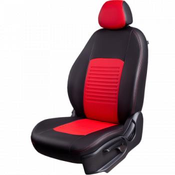  Комплект чехлов для сидений (РЗС 40/60 3П Илана+Орегон ) ТУРИН, Lord Autofashion KIA Cerato  4 BD (2018-2025) дорестайлинг седан, дорестайлинг, хэтчбэк, рестайлинг седан (черный, вставка красная, строчка красная)