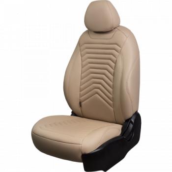 Комплект чехлов для сидений (РЗС 60/40 2Г Орегон) БАЙРОН ст ПРЕЗИДЕНТ Lord Autofashion KIA Rio  3 QB (2011-2017) дорестайлинг седан, рестайлинг седан (бежевый, вставка бежевая, строчка бежевая)
