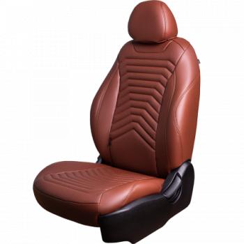 Комплект чехлов для сидений (РЗС 60/40 2Г Орегон) БАЙРОН ст ПРЕЗИДЕНТ Lord Autofashion KIA Rio  3 QB (2011-2017) дорестайлинг седан, рестайлинг седан (коричневый, вставка коричневая, строчка светло-коричневая)