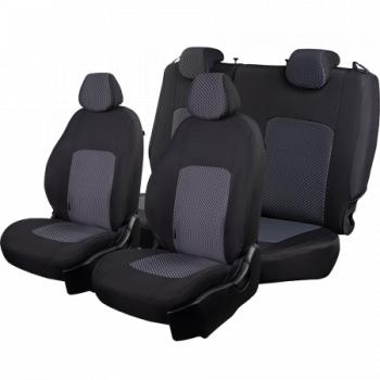 2 499 р. Комплект чехлов для сидений (РЗС 60/40 2Г жаккард) СТАНДАРТ Lord Autofashion  KIA Rio  3 QB (2011-2017) дорестайлинг седан, рестайлинг седан (черный, вставка РОМБ 3D белая, строчка черная)  с доставкой в г. Керчь. Увеличить фотографию 5