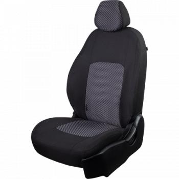 Комплект чехлов для сидений (РЗС 60/40 2Г жаккард) СТАНДАРТ Lord Autofashion KIA Rio  3 QB (2011-2017) дорестайлинг седан, рестайлинг седан (черный, вставка РОМБ 3D белая, строчка черная)