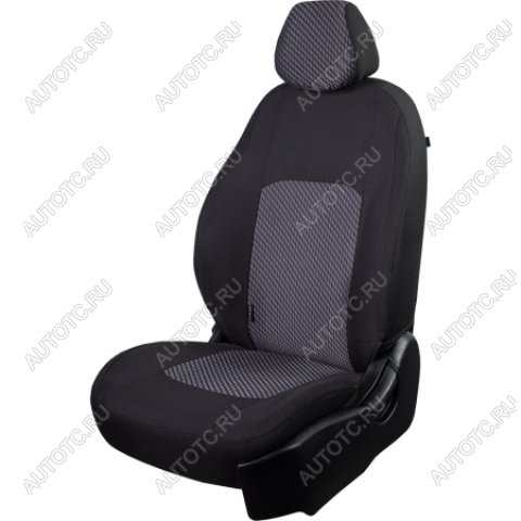 2 499 р. Комплект чехлов для сидений (РЗС 60/40 2Г жаккард) СТАНДАРТ Lord Autofashion  KIA Rio  3 QB (2011-2017) дорестайлинг седан, рестайлинг седан (черный, вставка РОМБ 3D белая, строчка черная)  с доставкой в г. Керчь