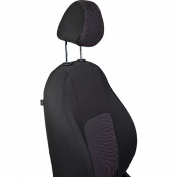2 499 р. Комплект чехлов для сидений (РЗС 60/40 2Г жаккард) СТАНДАРТ Lord Autofashion  KIA Rio  3 QB (2011-2017) дорестайлинг седан, рестайлинг седан (черный, вставка Сеул красный, строчка черная)  с доставкой в г. Керчь. Увеличить фотографию 4