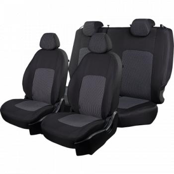 2 499 р. Комплект чехлов для сидений (РЗС 60/40 2Г жаккард) СТАНДАРТ Lord Autofashion  KIA Rio  3 QB (2011-2017) дорестайлинг седан, рестайлинг седан (черный, вставка Сеул серая, строчка черная)  с доставкой в г. Керчь. Увеличить фотографию 5