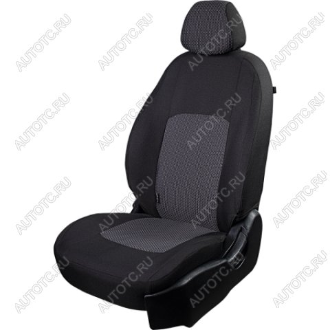 2 499 р. Комплект чехлов для сидений (РЗС 60/40 2Г жаккард) СТАНДАРТ Lord Autofashion  KIA Rio  3 QB (2011-2017) дорестайлинг седан, рестайлинг седан (черный, вставка Сеул серая, строчка черная)  с доставкой в г. Керчь