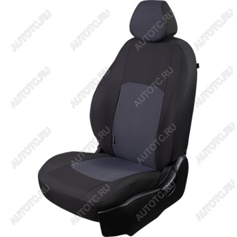 2 499 р. Комплект чехлов для сидений (РЗС 60/40 2Г жаккард) СТАНДАРТ Lord Autofashion  KIA Rio  3 QB (2011-2017) дорестайлинг седан, рестайлинг седан (черный, вставка Сеул синяя, строчка черная)  с доставкой в г. Керчь