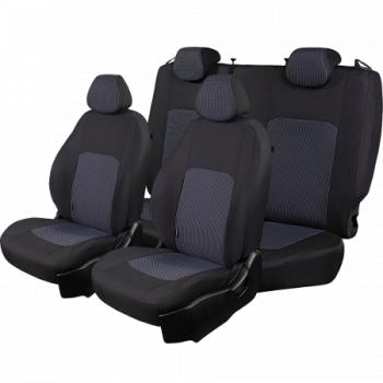 2 499 р. Комплект чехлов для сидений (РЗС 60/40 2Г жаккард) СТАНДАРТ Lord Autofashion  KIA Rio  3 QB (2011-2017) дорестайлинг седан, рестайлинг седан (черный, вставка Сеул синяя, строчка черная)  с доставкой в г. Керчь. Увеличить фотографию 5