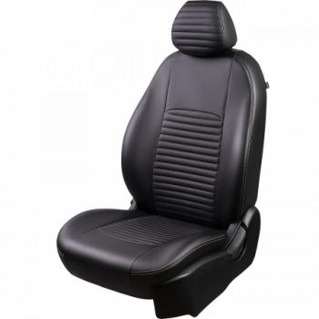 Комплект чехлов для сидений (РЗС 60/40 2Г Илана+Орегон ) ТУРИН-3 Lord Autofashion KIA Rio  3 QB (2011-2017) дорестайлинг седан, рестайлинг седан (черный, вставка черная, строчка бежевая)