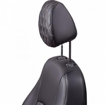 9 449 р. Комплект чехлов для сидений (к.Drive Active РЗСиС 60/40 3Г Илана+Орегон) ТУРИН ст РОМБ Lord Autofashion  Лада Гранта FL ( 2191,  2190,  2194,  2192) (2018-2025) лифтбэк рестайлинг, седан рестайлинг, универсал рестайлинг, хэтчбек рестайлинг (черный, вставка черная+бежевая, строчка бежевая)  с доставкой в г. Керчь. Увеличить фотографию 3