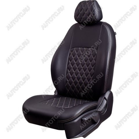 9 449 р. Комплект чехлов для сидений (к.Drive Active РЗСиС 60/40 3Г Илана+Орегон) ТУРИН ст РОМБ Lord Autofashion  Лада Гранта FL ( 2191,  2190,  2194,  2192) (2018-2025) лифтбэк рестайлинг, седан рестайлинг, универсал рестайлинг, хэтчбек рестайлинг (черный, вставка черная+бежевая, строчка бежевая)  с доставкой в г. Керчь