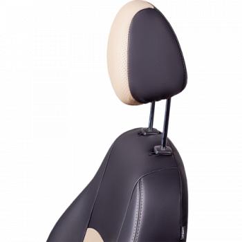 9 449 р. Комплект чехлов для сидений (ЦЗС 3Г Илана и Орегон) ТУРИН СТ Lord Autofashion  Nissan Almera  G15 (2012-2019) седан (черный, вставка бежевая, строчка бежевая)  с доставкой в г. Керчь. Увеличить фотографию 2