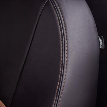 4 999 р. Комплект чехлов для сидений (ЦЗС 3Г Илана и Орегон) ТУРИН СТ Lord Autofashion  Nissan Almera  G15 (2012-2019) седан (черный, вставка темно-коричневая+бежевая, строчка темно-коричневая)  с доставкой в г. Керчь. Увеличить фотографию 4