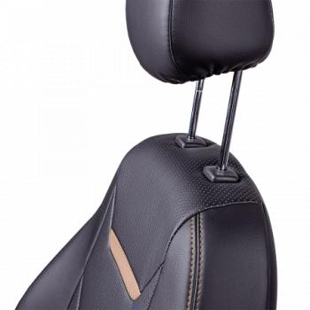 6 999 р. Комплект чехлов для сидений (РЗС 60/40+подлок. 3Г Орегон) ТУРИН-2 Lord Autofashion  Nissan Qashqai  2 (2013-2022) J11 дорестайлинг, J11 рестайлинг (черный, вставка черная+бежевая, строчка бежевая)  с доставкой в г. Керчь. Увеличить фотографию 3