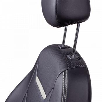 6 999 р. Комплект чехлов для сидений (РЗС 60/40+подлок. 3Г Орегон) ТУРИН-2 Lord Autofashion  Nissan Qashqai  2 (2013-2022) J11 дорестайлинг, J11 рестайлинг (черный, вставка черная+белая, строчка белая)  с доставкой в г. Керчь. Увеличить фотографию 3