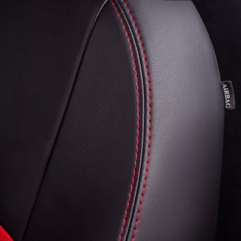 9 449 р. Комплект чехлов для сидений (РЗС 60/40 3Г Илана+Орегон) ТУРИН СТ Lord Autofashion Opel Mokka  дорестайлинг (2012-2016) (черный, вставка красная, строчка красная)  с доставкой в г. Керчь. Увеличить фотографию 2