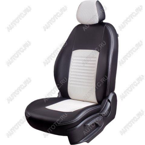 9 449 р. Комплект чехлов для сидений (ЦЗС 3Г Илана+Орегон) ТУРИН СТ Lord Autofashion Renault Fluence рестайлинг (2012-2016) (черный, вставка белая, строчка белая)  с доставкой в г. Керчь