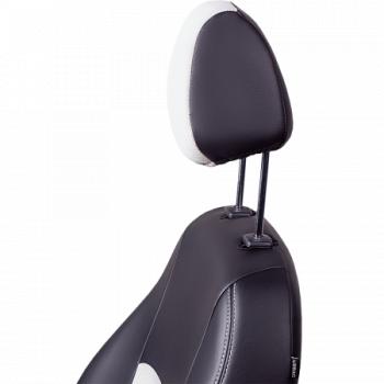 9 449 р. Комплект чехлов для сидений (ЦЗС 3Г Илана+Орегон) ТУРИН СТ Lord Autofashion Renault Fluence рестайлинг (2012-2016) (черный, вставка белая, строчка белая)  с доставкой в г. Керчь. Увеличить фотографию 6