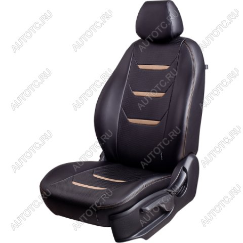 6 999 р. Комплект чехлов для сидений (к.Ambition РЗСиС 40/60 2Г Орегон) ТУРИН-2 Lord Autofashion  Skoda Fabia  Mk2 (2007-2014) универсал дорестайлинг, хэтчбэк дорестайлинг, универсал рестайлинг, хэтчбэк рестайлинг (черный, вставка черная+бежевая, строчка бежевая)  с доставкой в г. Керчь