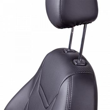 7 999 р. Комплект чехлов для сидений (к.Ambition РЗСиС 40/60 2Г Орегон) ТУРИН-2 Lord Autofashion  Skoda Fabia  Mk2 (2007-2014) универсал дорестайлинг, хэтчбэк дорестайлинг, универсал рестайлинг, хэтчбэк рестайлинг (черный, вставка черная, строчка черная)  с доставкой в г. Керчь. Увеличить фотографию 3