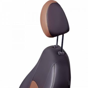 6 749 р. Комплект чехлов для сидений (к.Elegance РЗС 40/60+подлокот. 3Г Илана+Орегон) ТУРИН СТ Lord Autofashion  Skoda Octavia  A7 (2012-2020) дорестайлинг лифтбэк, дорестайлинг универсал, рестайлинг лифтбэк, рестайлинг универсал (черный, вставка темно-коричневая+бежевая, строчка темно-коричневая )  с доставкой в г. Керчь. Увеличить фотографию 4