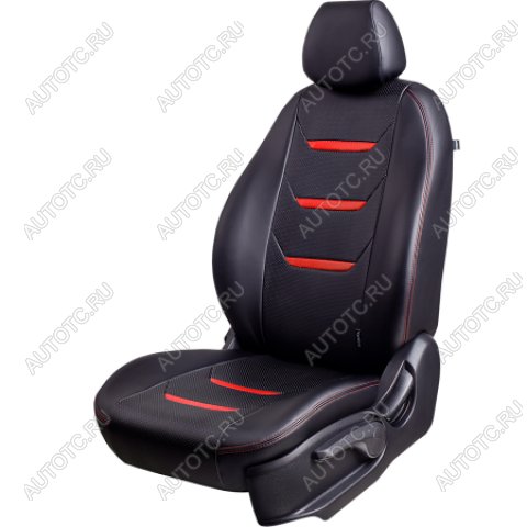 6 999 р. Комплект чехлов для сидений (к.Elegance РЗС 40/60+подлок. 3Г Орегон) ТУРИН-2 Lord Autofashion  Skoda Octavia  A7 (2012-2020) дорестайлинг лифтбэк, дорестайлинг универсал, рестайлинг лифтбэк, рестайлинг универсал (черный, вставка черная+красная, строчка красная)  с доставкой в г. Керчь
