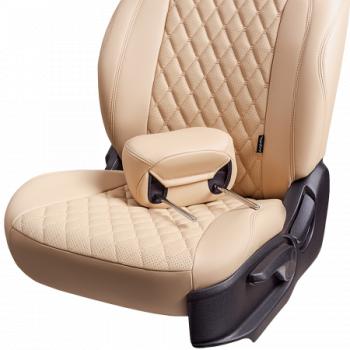 10 299 р. Комплект чехлов для сидений (Орегон) БАЙРОН ст БАЙРОН Lord Autofashion Subaru Forester SJ дорестайлинг (2012-2016) (бежевый, вставка бежевая, строчка бежевая)  с доставкой в г. Керчь. Увеличить фотографию 8