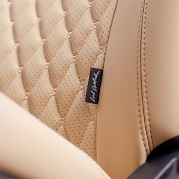 10 299 р. Комплект чехлов для сидений (Орегон) БАЙРОН ст БАЙРОН Lord Autofashion Subaru Forester SJ дорестайлинг (2012-2016) (бежевый, вставка бежевая, строчка бежевая)  с доставкой в г. Керчь. Увеличить фотографию 9
