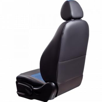 9 449 р. Комплект чехлов для сидений (РЗС 40/60+подлокот. 3Г) ТУРИН СТ Lord Autofashion Volkswagen Jetta A6 седан дорестайлинг (2011-2015) (черный, вставка синяя, строчка синяя)  с доставкой в г. Керчь. Увеличить фотографию 3