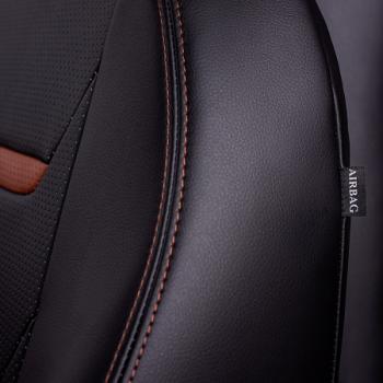 23 999 р. Комплект чехлов для сидений (РЗСиС 40/60 2П+1Г Орегон) ТУРИН-2 Lord Autofashion  Volkswagen Polo  5 (2009-2020) седан дорестайлинг, седан рестайлинг (черный, вставка черная+коричневая, строчка коричневая)  с доставкой в г. Керчь. Увеличить фотографию 8