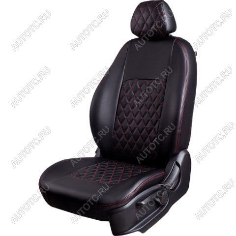 7 249 р. Комплект чехлов для сидений (3 места Илана+Орегон) ТУРИН ст РОМБ Lord Autofashion ГАЗ ГАЗель Next A62,А65 автобус (2016-2025) (черный, вставка черная+красная, строчка красная)  с доставкой в г. Керчь